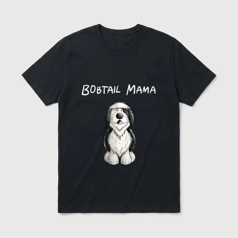 Bobtail Mama T Hundemama T-Shirt – Klassisches T-Shirt in Schwarz