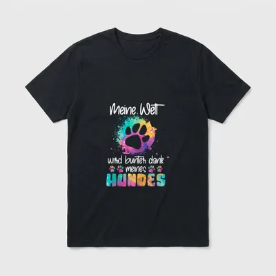 Bunte Welt dank meines T-Shirt – Klassisches T-Shirt in Schwarz