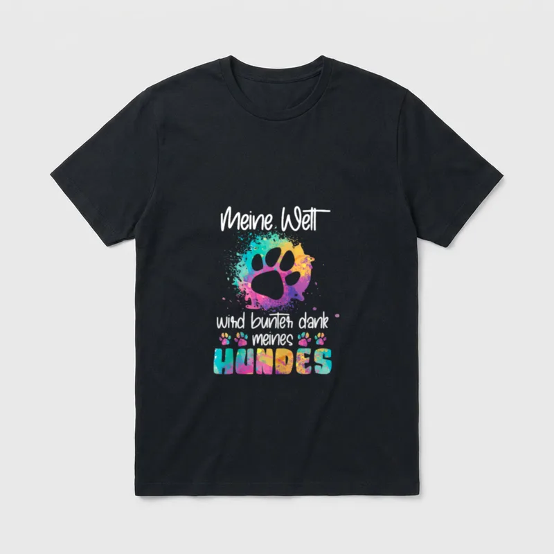 Bunte Welt dank meines T-Shirt – Klassisches T-Shirt in Schwarz