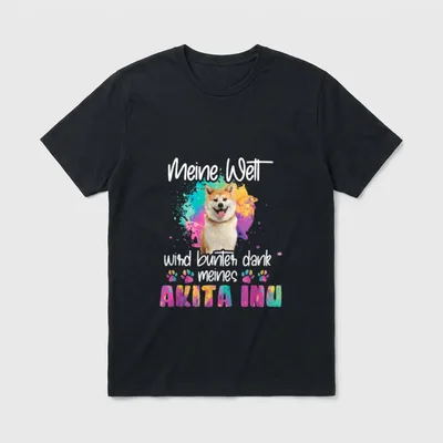 Bunte Welt dank meines Akita T-Shirt – Klassisches T-Shirt in Schwarz