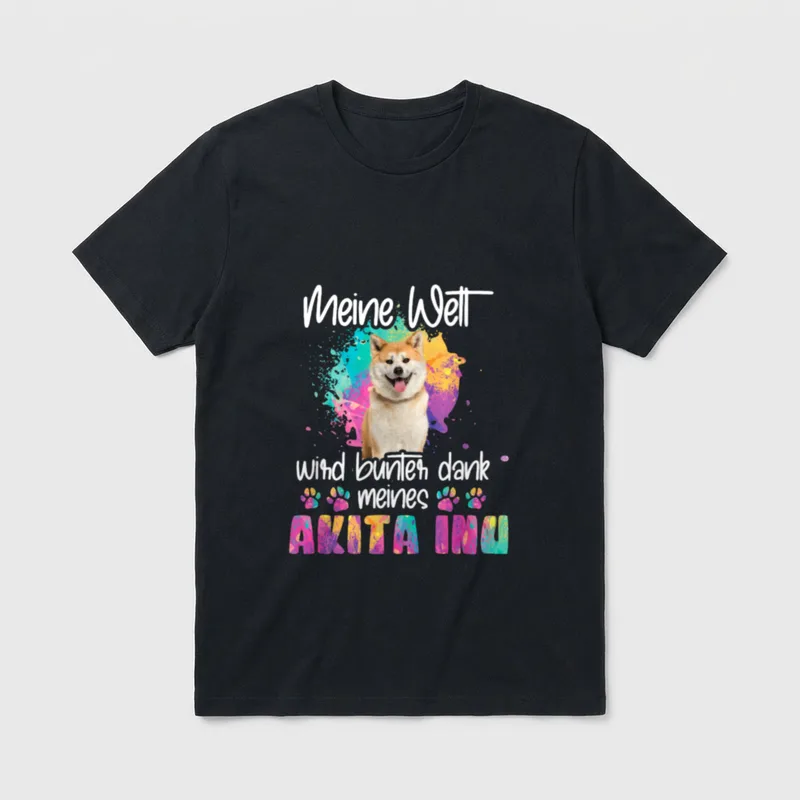 Bunte Welt dank meines Akita T-Shirt – Klassisches T-Shirt in Schwarz