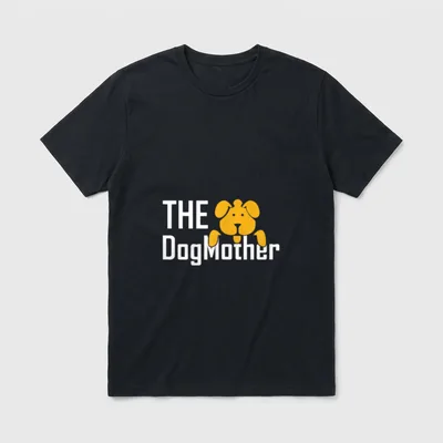 The Dogmother Hundemama T-Shirt – THE DogMother Schriftzug mit gelbem Hundenkopf – Klassisches T-Shirt in Schwarz