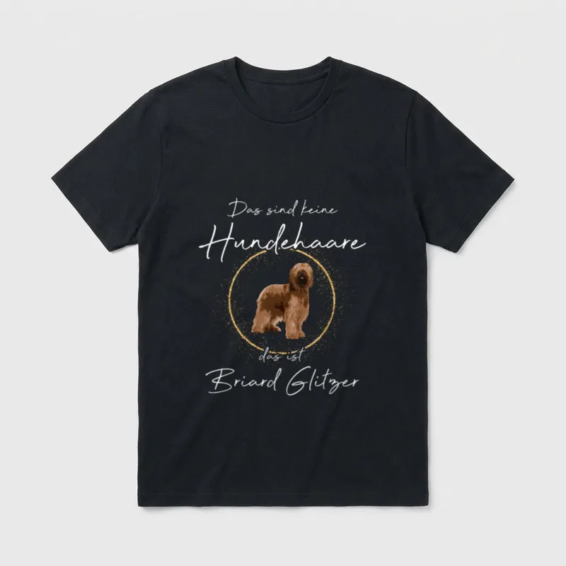 Das ist Briard Glitzer T-Shirt – Klassisches T-Shirt in Schwarz