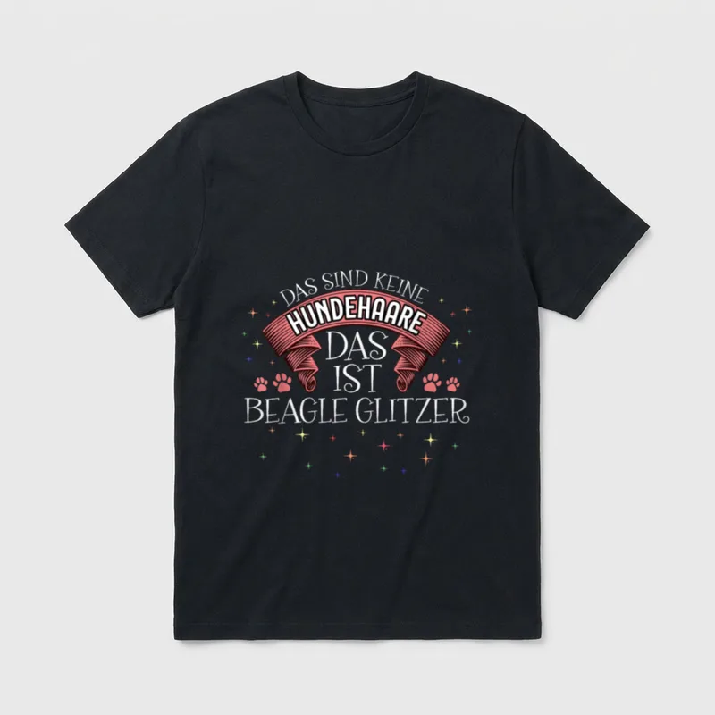 Das ist Beagle Glitzer T-Shirt – Klassisches T-Shirt in Schwarz