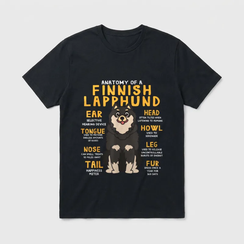 Finnischer Lappenhund Anatomie Lustiger T-Shirt – Klassisches T-Shirt in Schwarz