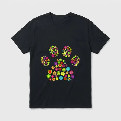 Hundepfote Blumen Hundemama Hundebesitzerin T-Shirt – Klassisches T-Shirt in Schwarz