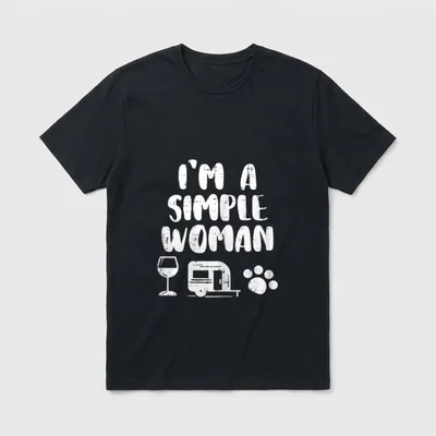 Simple Woman Wine Camping T-Shirt – Klassisches T-Shirt in Schwarz