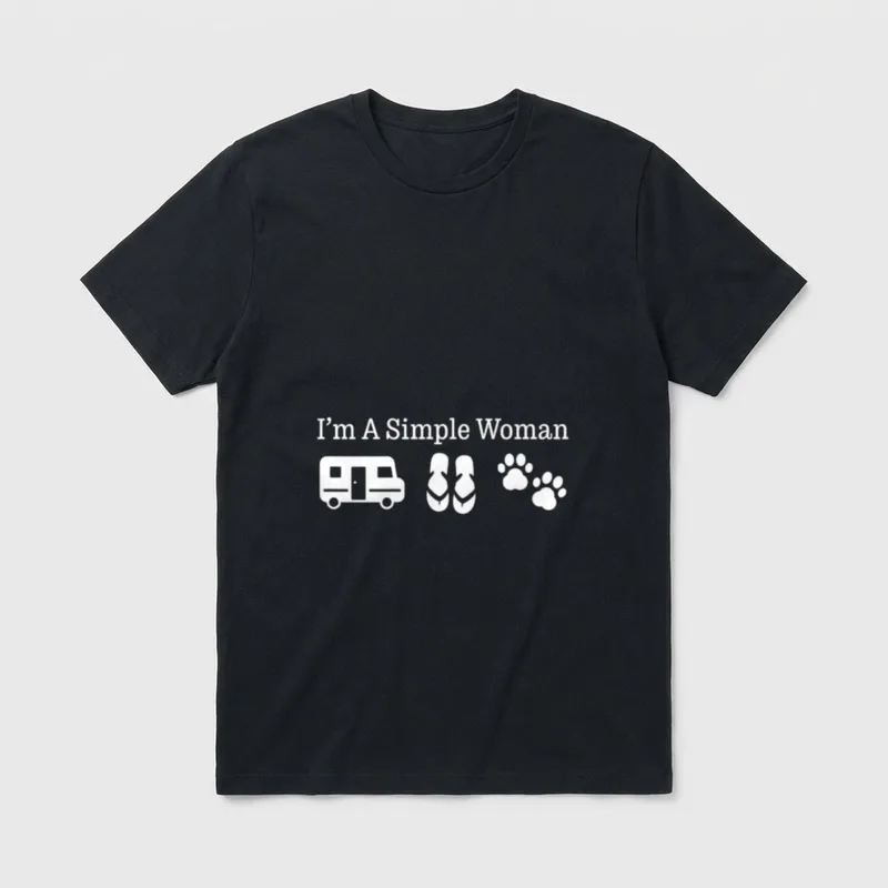 I'm A Simple Woman Camping T-Shirt – Klassisches T-Shirt in Schwarz