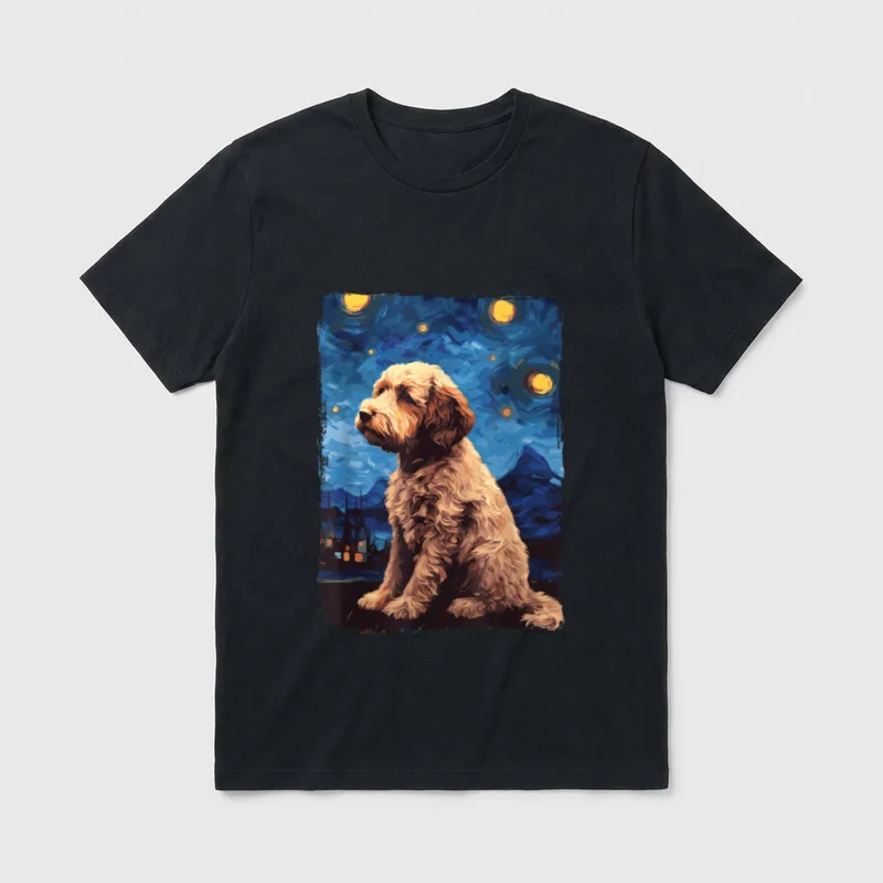 Lagotto Romagnolo Starry Night T-Shirt – Klassisches T-Shirt in Schwarz
