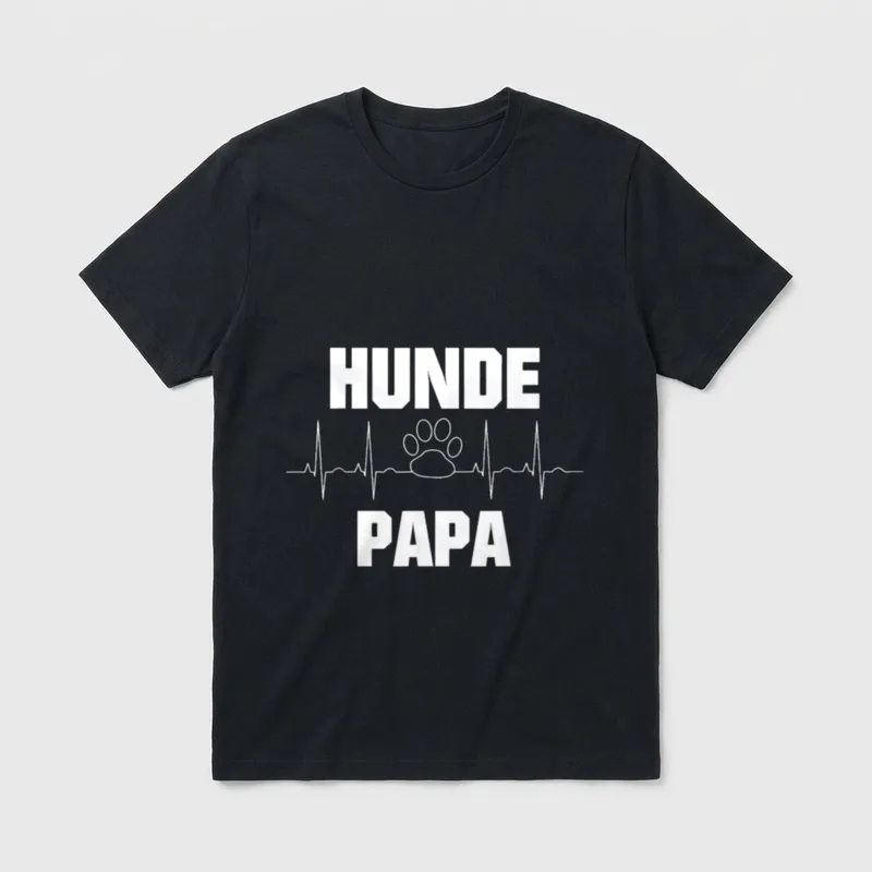Hundepapa Herzschlag EKG Pfote T-Shirt – Klassisches T-Shirt in Schwarz