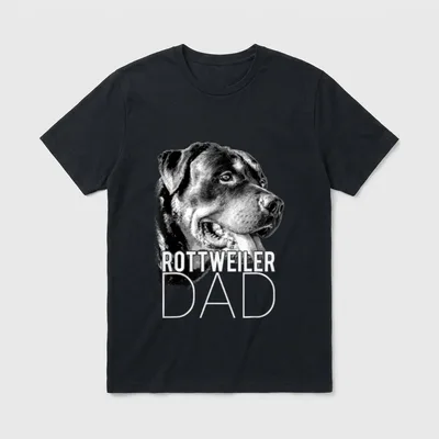 Rottweiler Dad Shirt – Rottweiler Kopf im Profil mit Text ROTTWEILER DAD – Klassisches T-Shirt in Schwarz