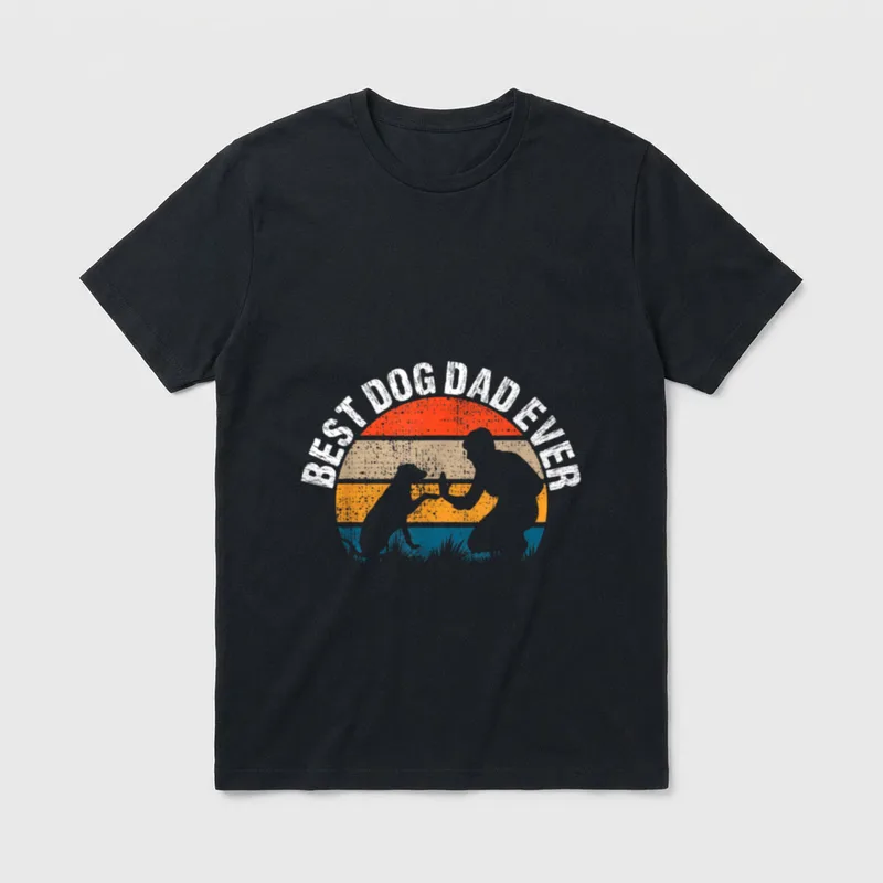Vintage Best Dog Dad T-Shirt – Klassisches T-Shirt in Schwarz