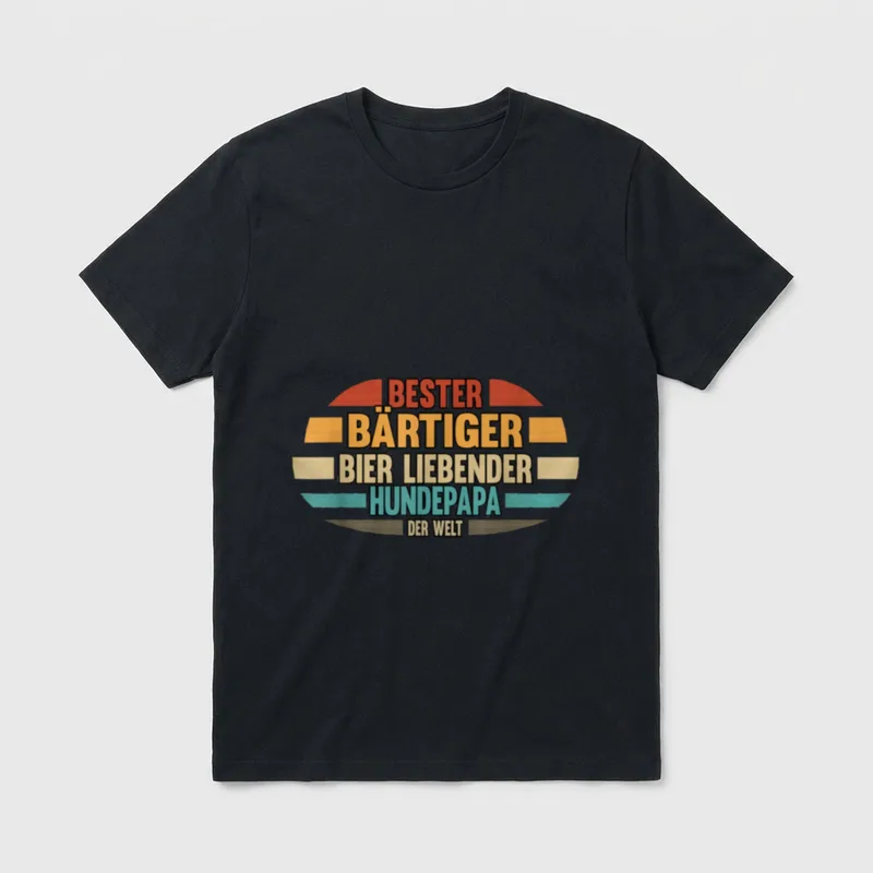 Bier Hund Hundepapa Spruch T-Shirt – Klassisches T-Shirt in Schwarz