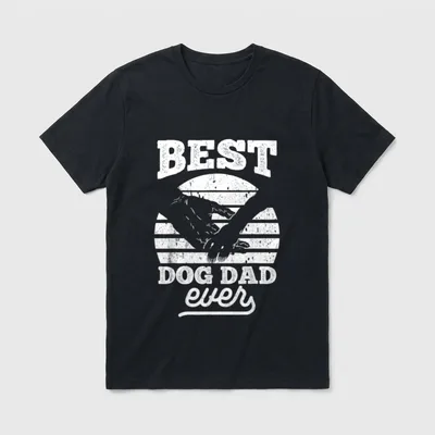 Best Dog Dad Ever Hund T-Shirt – Retro Best Dog Dad ever Text mit Sonnenuntergang Silhouette – Klassisches T-Shirt in Schwarz