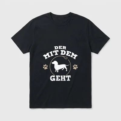 Der mit dem Dackel Hundepapa T-Shirt – Klassisches T-Shirt in Schwarz