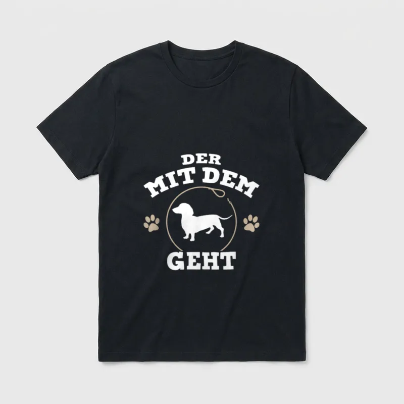 Der mit dem Dackel Hundepapa T-Shirt – Klassisches T-Shirt in Schwarz