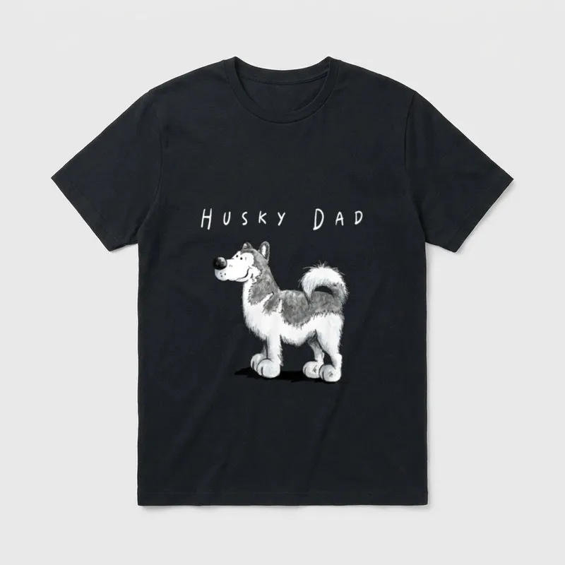 Happy Husky Dad I T-Shirt – Klassisches T-Shirt in Schwarz