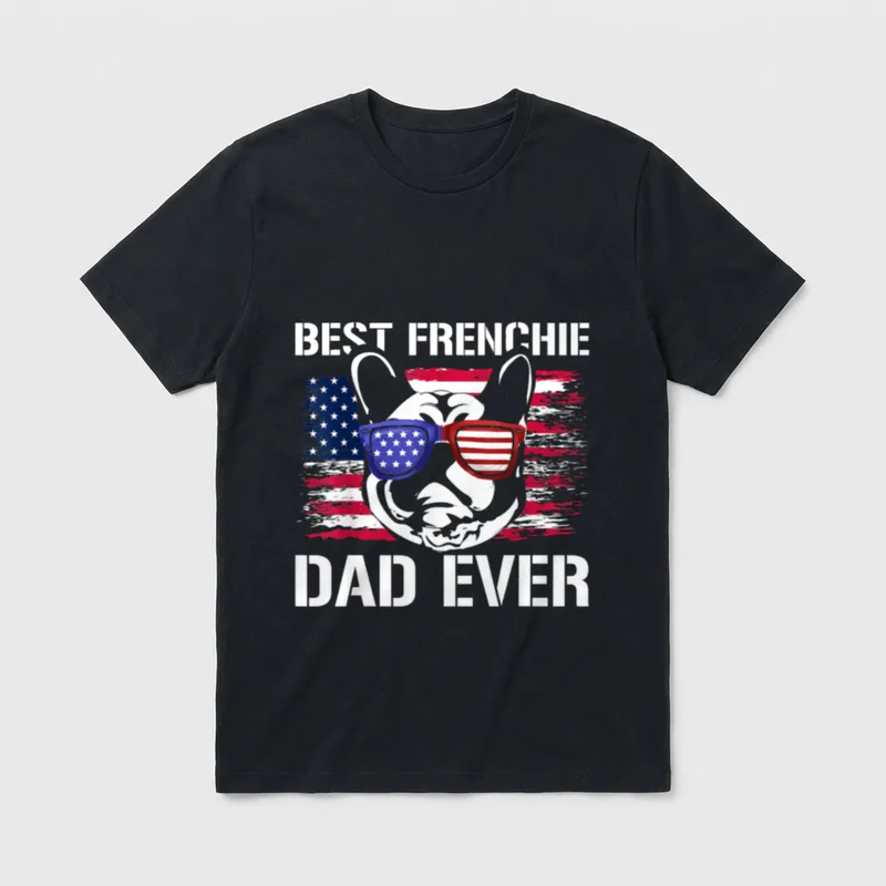 Amerika Flagge Hunde Papa T-Shirt – Klassisches T-Shirt in Schwarz