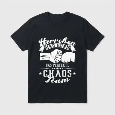 Herrchen und Hund Hunde Papa T-Shirt – Fingerschlag zwischen Hand und Hundepfote mit Text – Klassisches T-Shirt in Schwarz