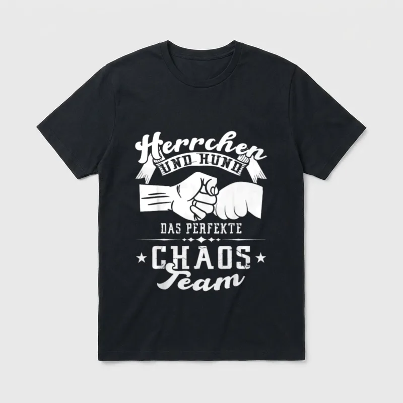 Herrchen und Hund Hunde Papa T-Shirt – Fingerschlag zwischen Hand und Hundepfote mit Text – Klassisches T-Shirt in Schwarz