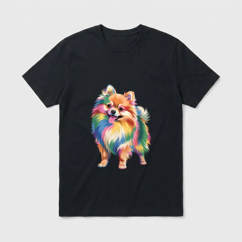 Bunter Zwergspitz Hund Hundebesitzer T-Shirt – Klassisches T-Shirt in Schwarz