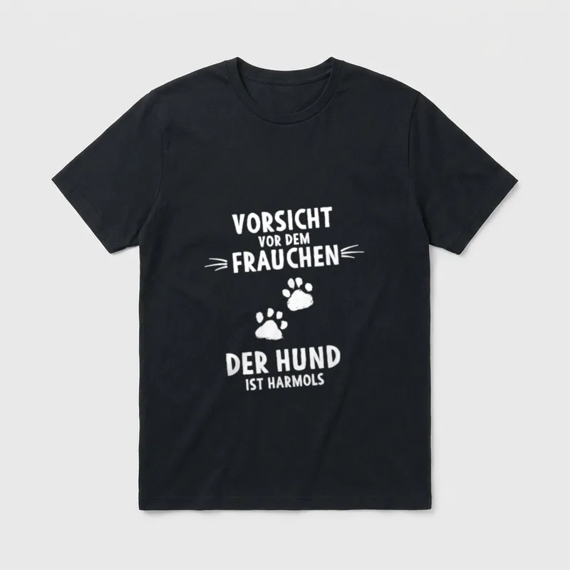 Vorsicht vor dem Frauchen Mantrailing T-Shirt – Klassisches T-Shirt in Schwarz