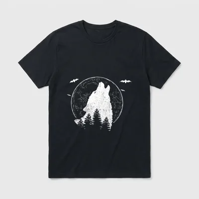 Wolf Wölfe Wolves Vollmond T-Shirt – Klassisches T-Shirt in Schwarz
