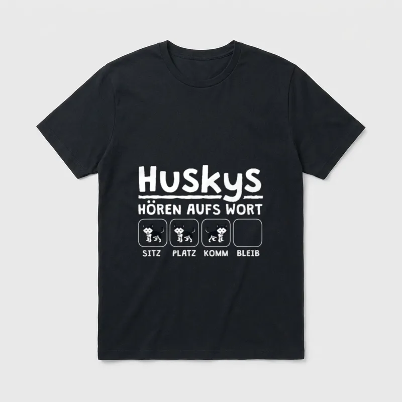 Husky Lustiges Hunde T-Shirt – Klassisches T-Shirt in Schwarz