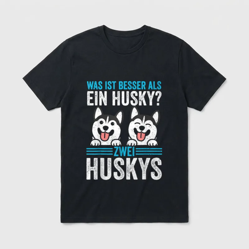 Zwei Husky-Hunde Husky T-Shirt – Klassisches T-Shirt in Schwarz
