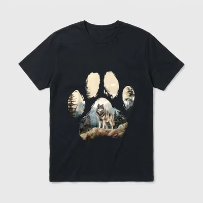 Husky Mountain Paw Design T-Shirt – Klassisches T-Shirt in Schwarz