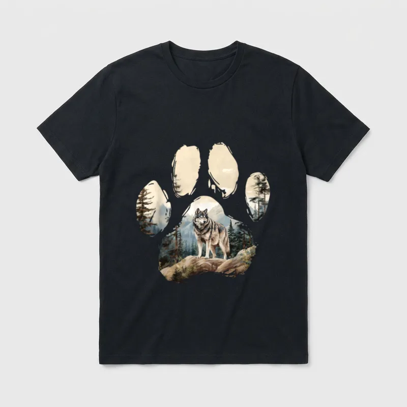 Husky Mountain Paw Design T-Shirt – Klassisches T-Shirt in Schwarz