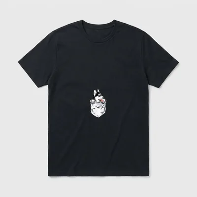 Husky schaut T-Shirt – Klassisches T-Shirt in Schwarz