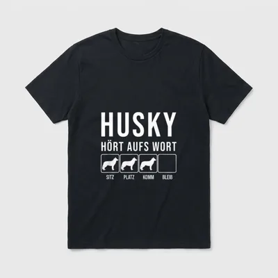 Husky Hört aufs Wort T-Shirt – Klassisches T-Shirt in Schwarz