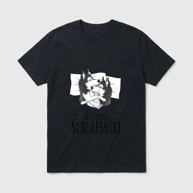 Offizielles Schlafshirt Husky Hunde T-Shirt 0033 – Klassisches T-Shirt in Schwarz