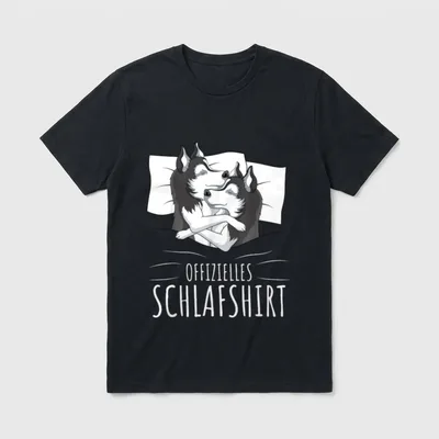 Offizielles Schlafshirt Husky Hunde T-Shirt 0034 – Klassisches T-Shirt in Schwarz