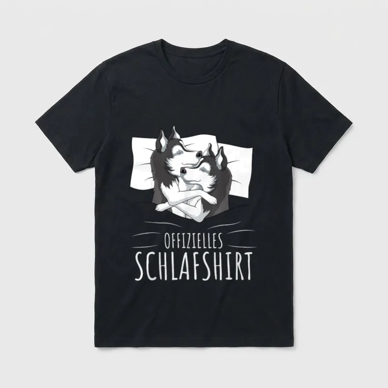 Offizielles Schlafshirt Husky Hunde T-Shirt 0034 – Klassisches T-Shirt in Schwarz