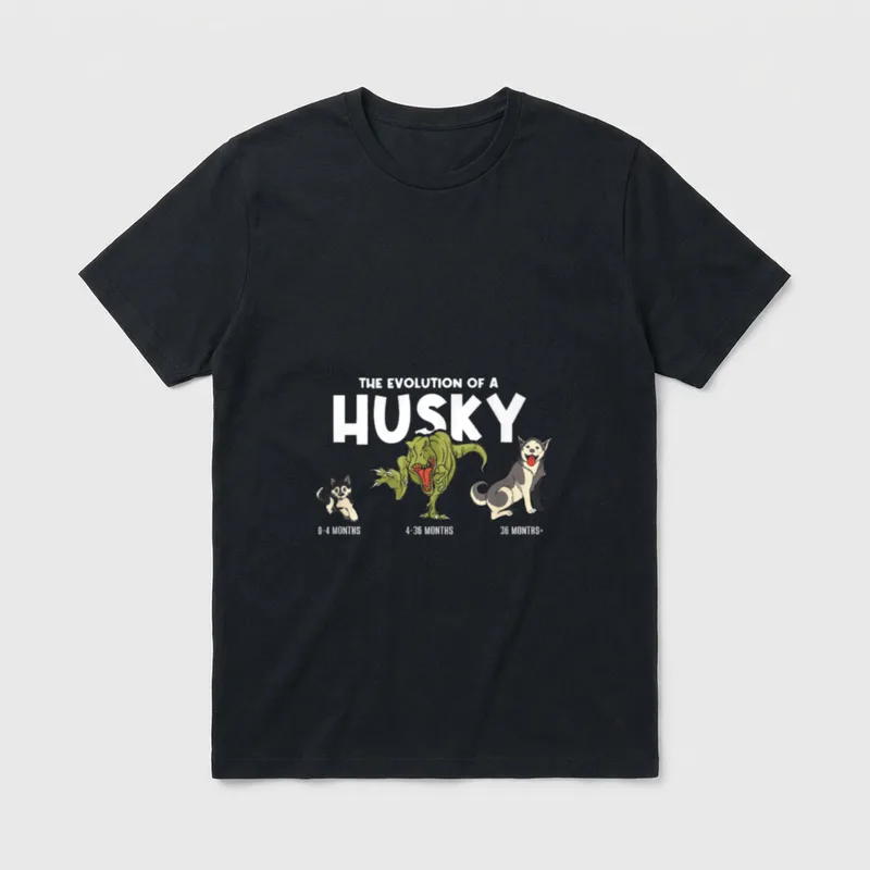 Entwicklung Sibirischer Husky Evolution T-Shirt – Klassisches T-Shirt in Schwarz