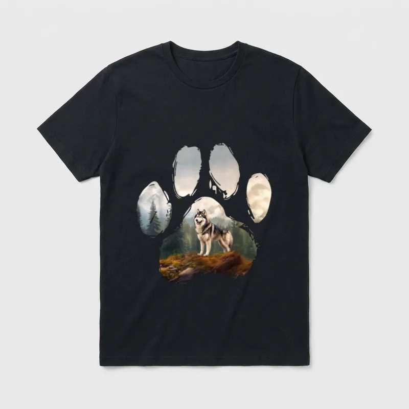Alaskan Malamute Mountain Paw T-Shirt – Klassisches T-Shirt in Schwarz