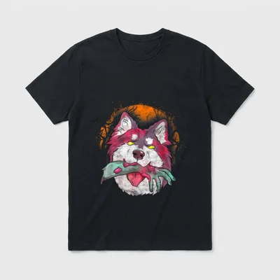 Husky Halloween Zombie Vollmond T-Shirt – Klassisches T-Shirt in Schwarz