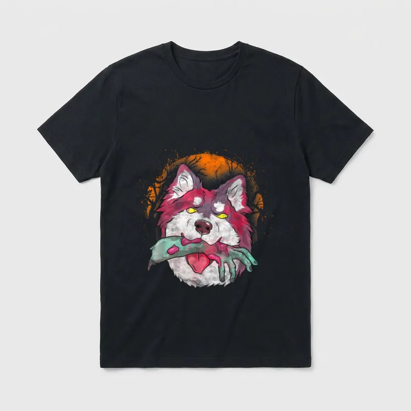 Husky Halloween Zombie Vollmond T-Shirt – Klassisches T-Shirt in Schwarz