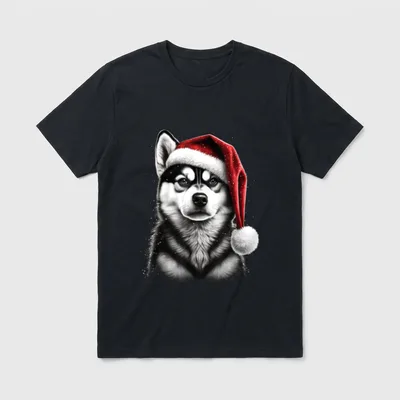 Sibirischer Husky-Weihnachtsmann auf Weihnachten T-Shirt – Klassisches T-Shirt in Schwarz
