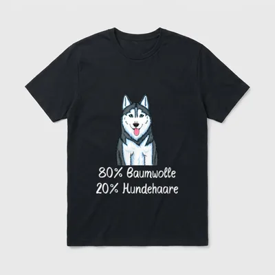 Siberian Husky 80% Baumwolle T-Shirt – Klassisches T-Shirt in Schwarz
