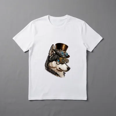 Gothic Steampunk Schnee Hund T-Shirt – Klassisches T-Shirt in Schwarz