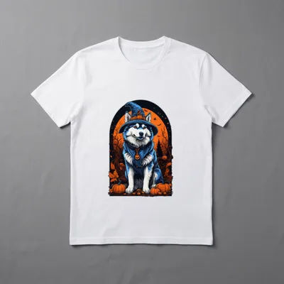 Siberian Husky Hexe Halloween T-Shirt – Klassisches T-Shirt in Schwarz