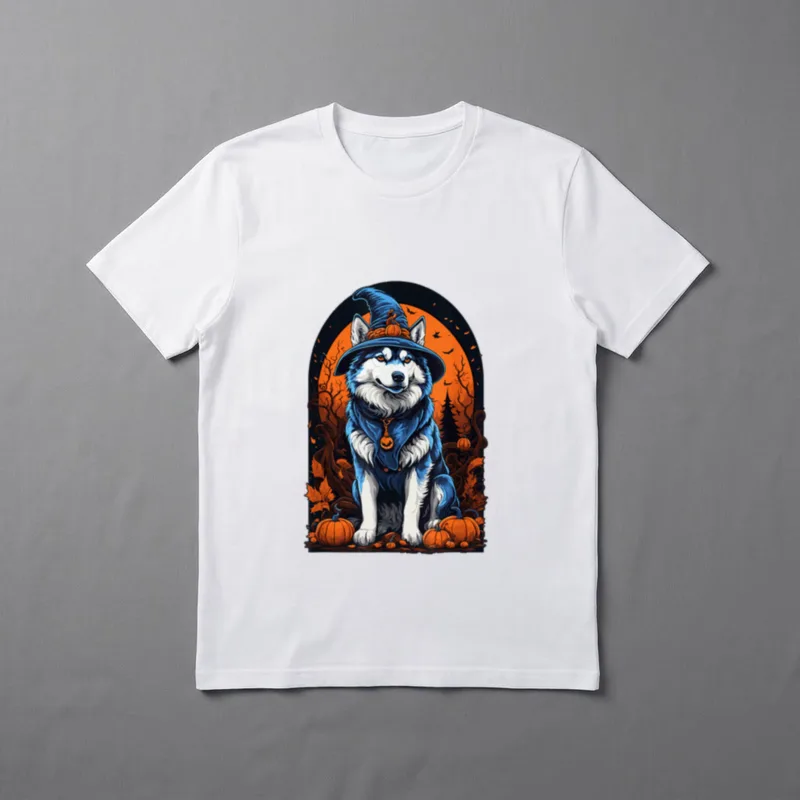 Siberian Husky Hexe Halloween T-Shirt – Klassisches T-Shirt in Schwarz