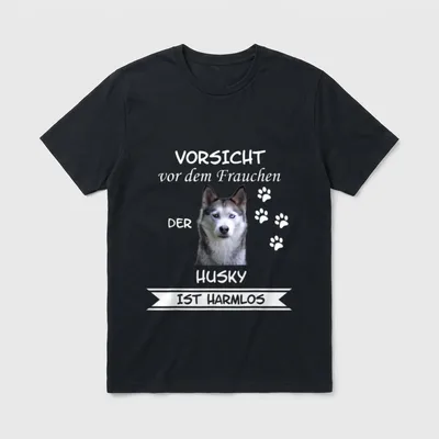 Vorsicht vor dem Frauchen Husky T-Shirt – Klassisches T-Shirt in Schwarz