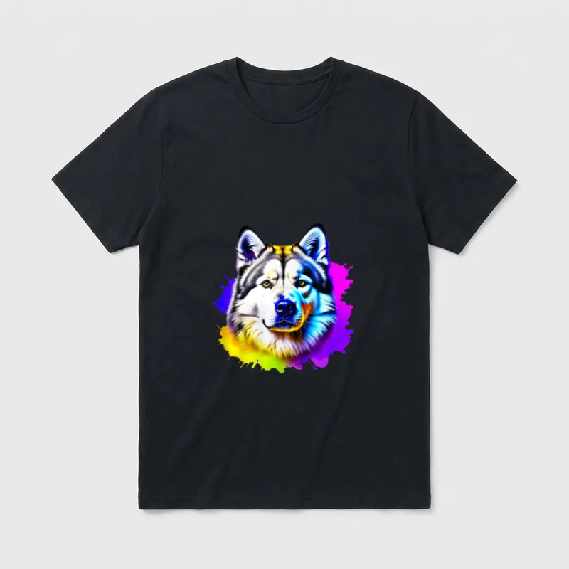 Alaskan Malamute Pop Art T-Shirt – Klassisches T-Shirt in Schwarz