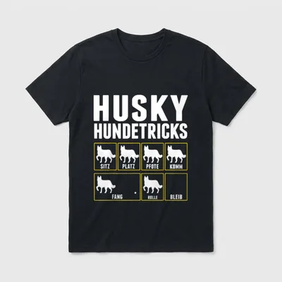 Husky Hundetricks T-Shirt – Klassisches T-Shirt in Schwarz