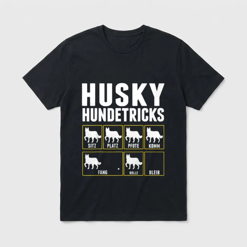 Husky Hundetricks T-Shirt – Klassisches T-Shirt in Schwarz