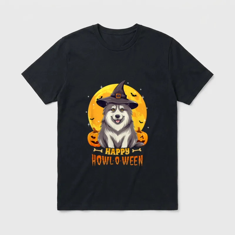 Alaskan Malamute Halloween Hund T-Shirt – Klassisches T-Shirt in Schwarz